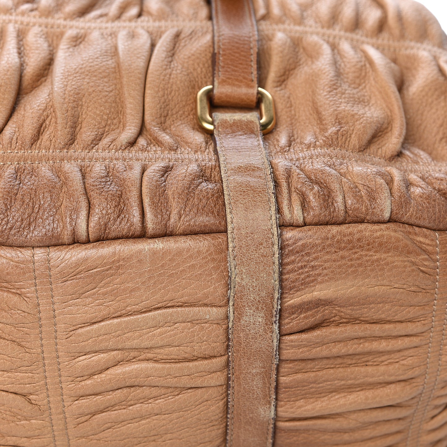 Cervo Deerskin Gaufre Dome Satchel Naturale