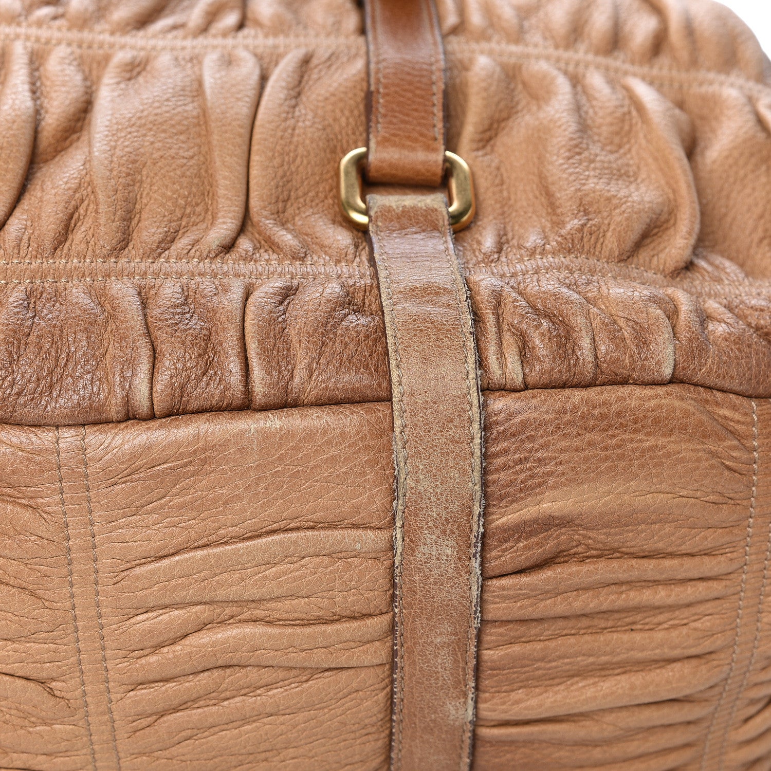 Prada Cervo Deerskin Gaufre Dome Satchel Naturale 17 of 30