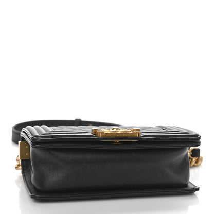 Chanel Calfskin Small Boy Logo Top Handle Flap Black 5 of 13