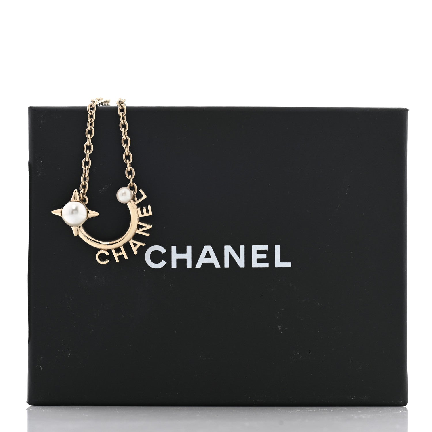 Chanel Pearl Logo Necklace Gold 6 of 6