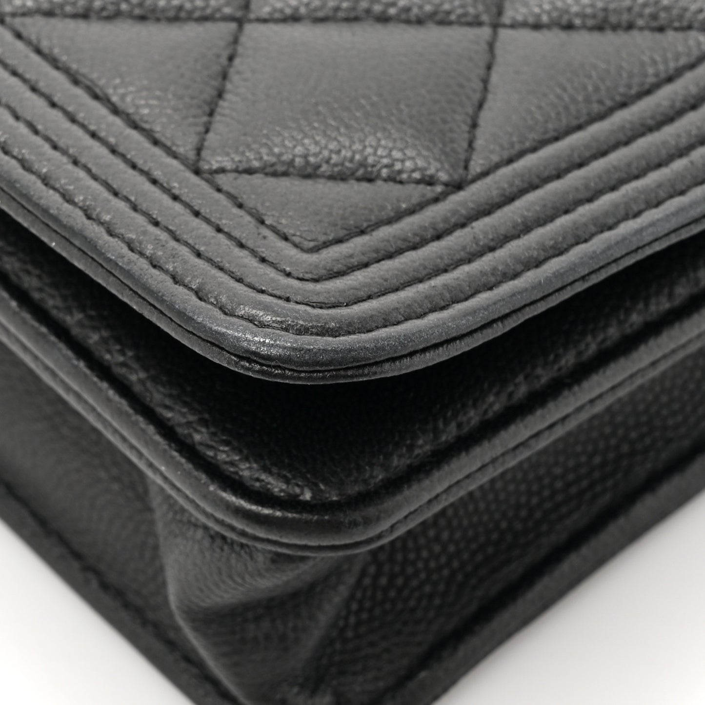 Caviar Quilted Boy Wallet On Chain WOC So Black