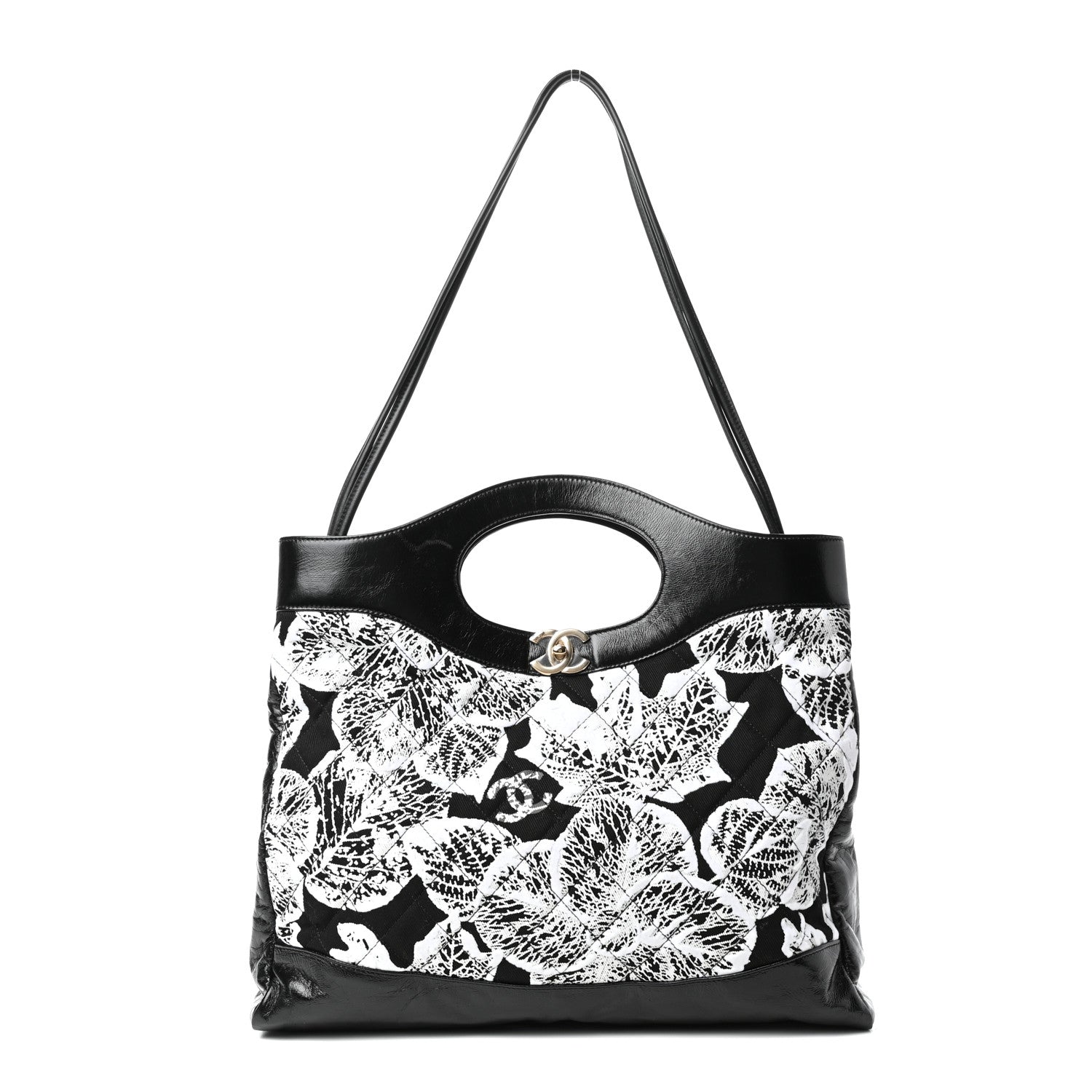 Chanel Patent Calfskin Canvas Printed Medium 31 Shopping Bag Black 1 of 9