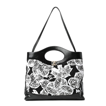 Chanel Patent Calfskin Canvas Printed Medium 31 Shopping Bag Black 1 of 9