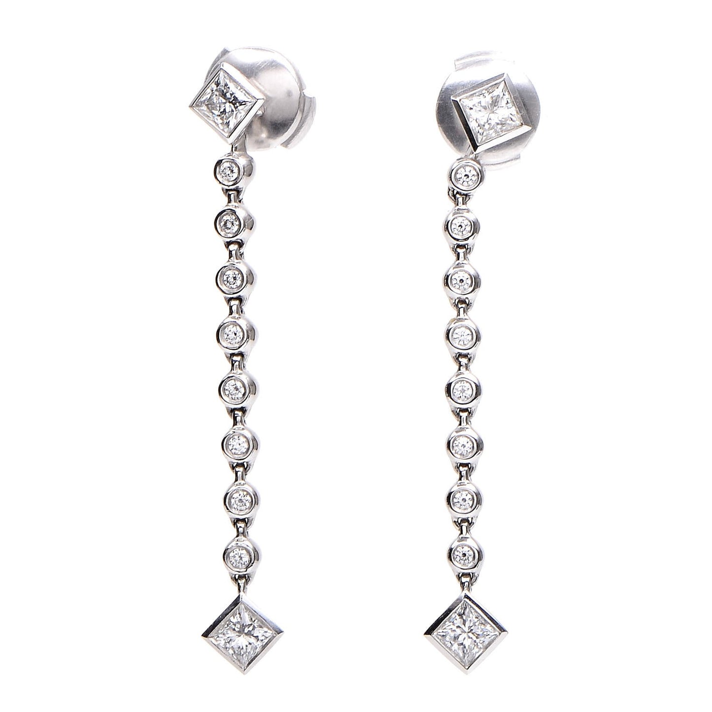 Platinum Diamond Long Grace Drop Earrings