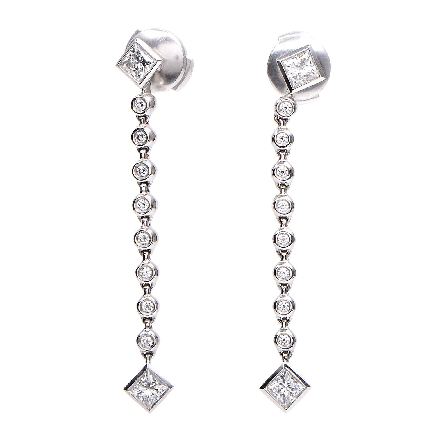 Tiffany Platinum Diamond Long Grace Drop Earrings 1 of 6