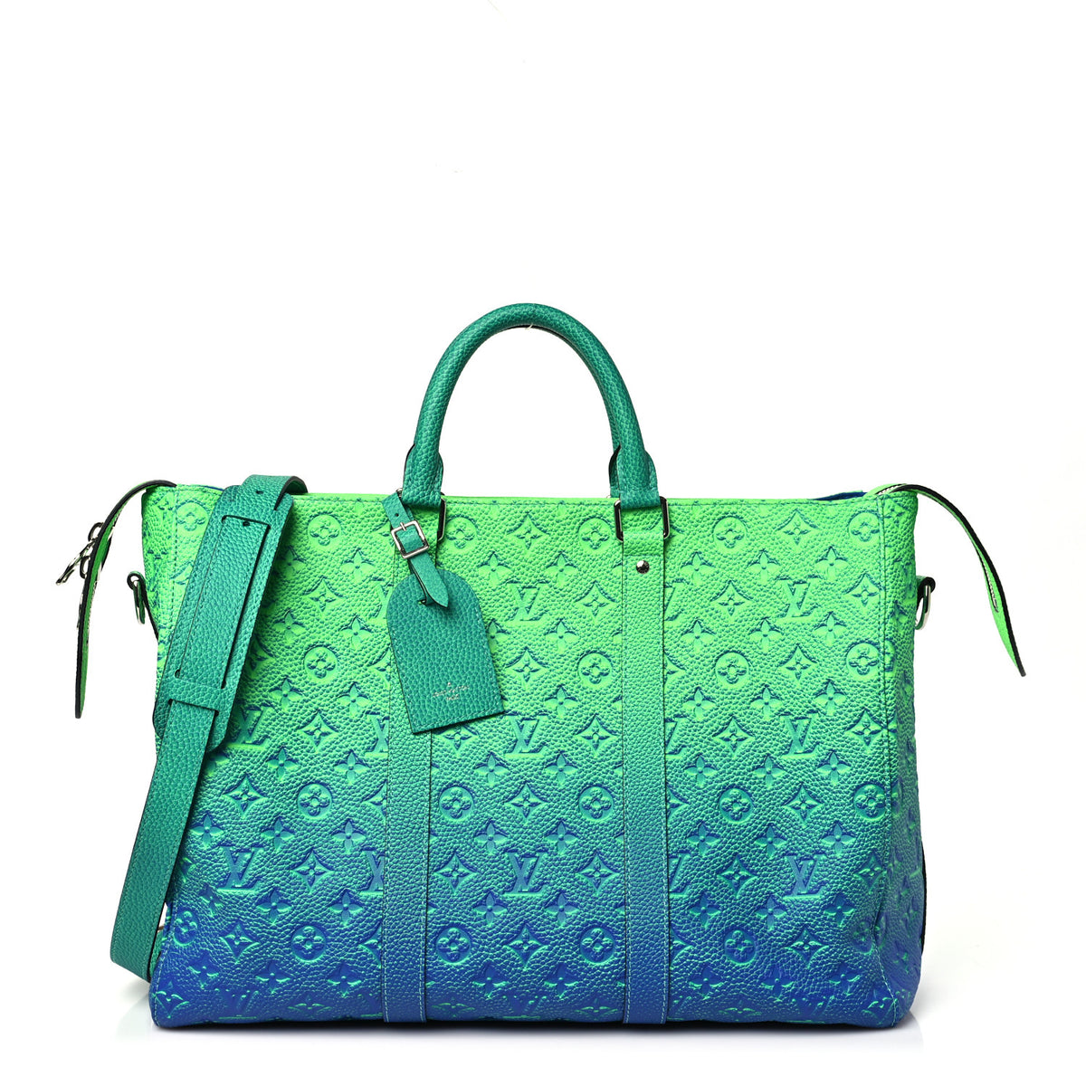 Louis Vuitton Taurillon Illusion Keepall Tote Bleu Vert 1 of 8