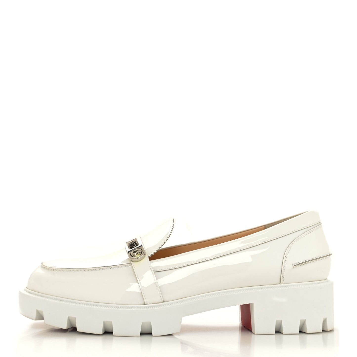 Patent Lock Woody Loafers 40 White