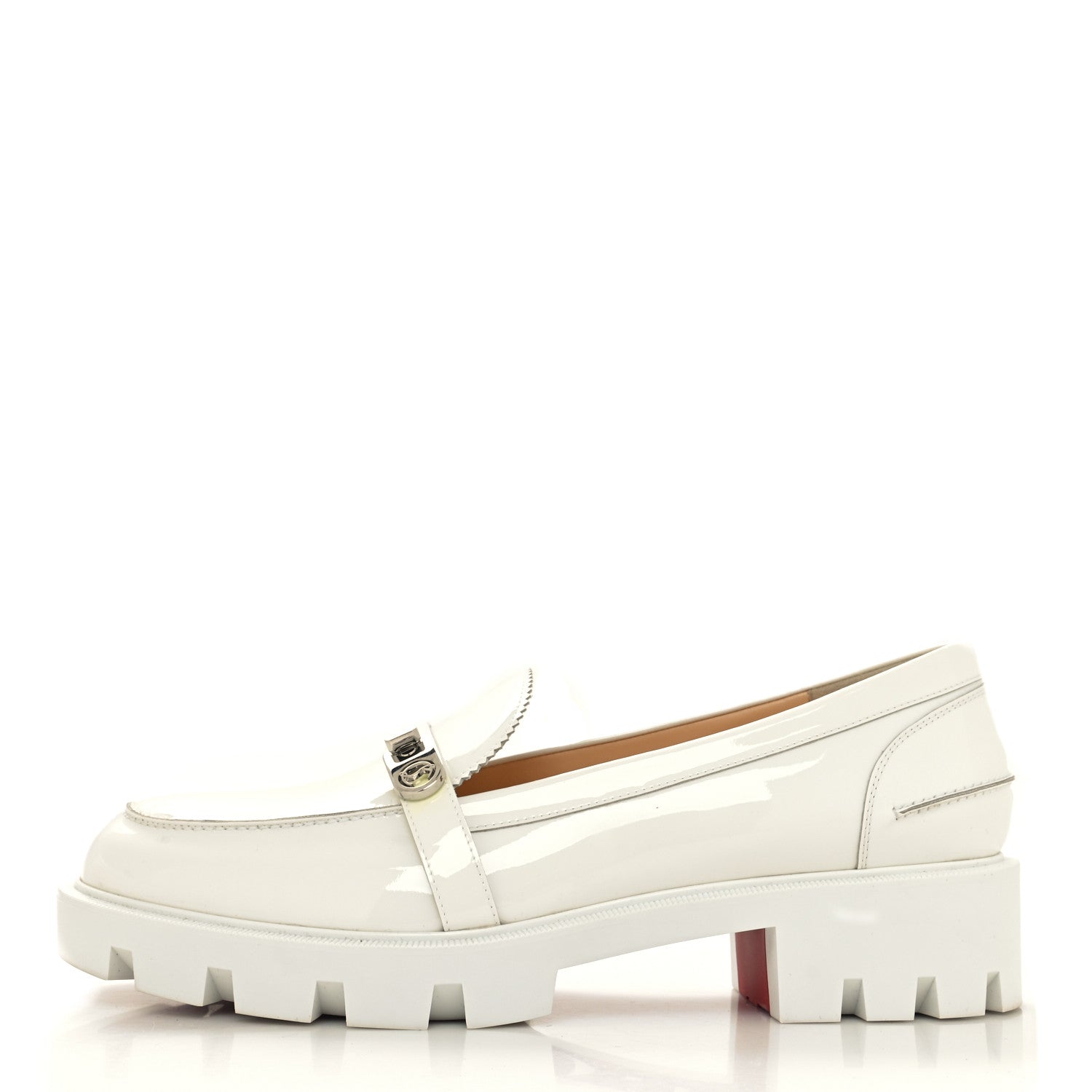 Christian Louboutin Patent Lock Woody Loafers 40 White 1 of 8