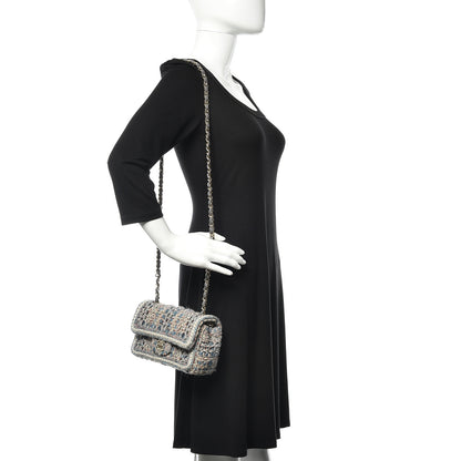 Chanel Tweed Quilted Mini Square Flap Bag Blue 2 of 11