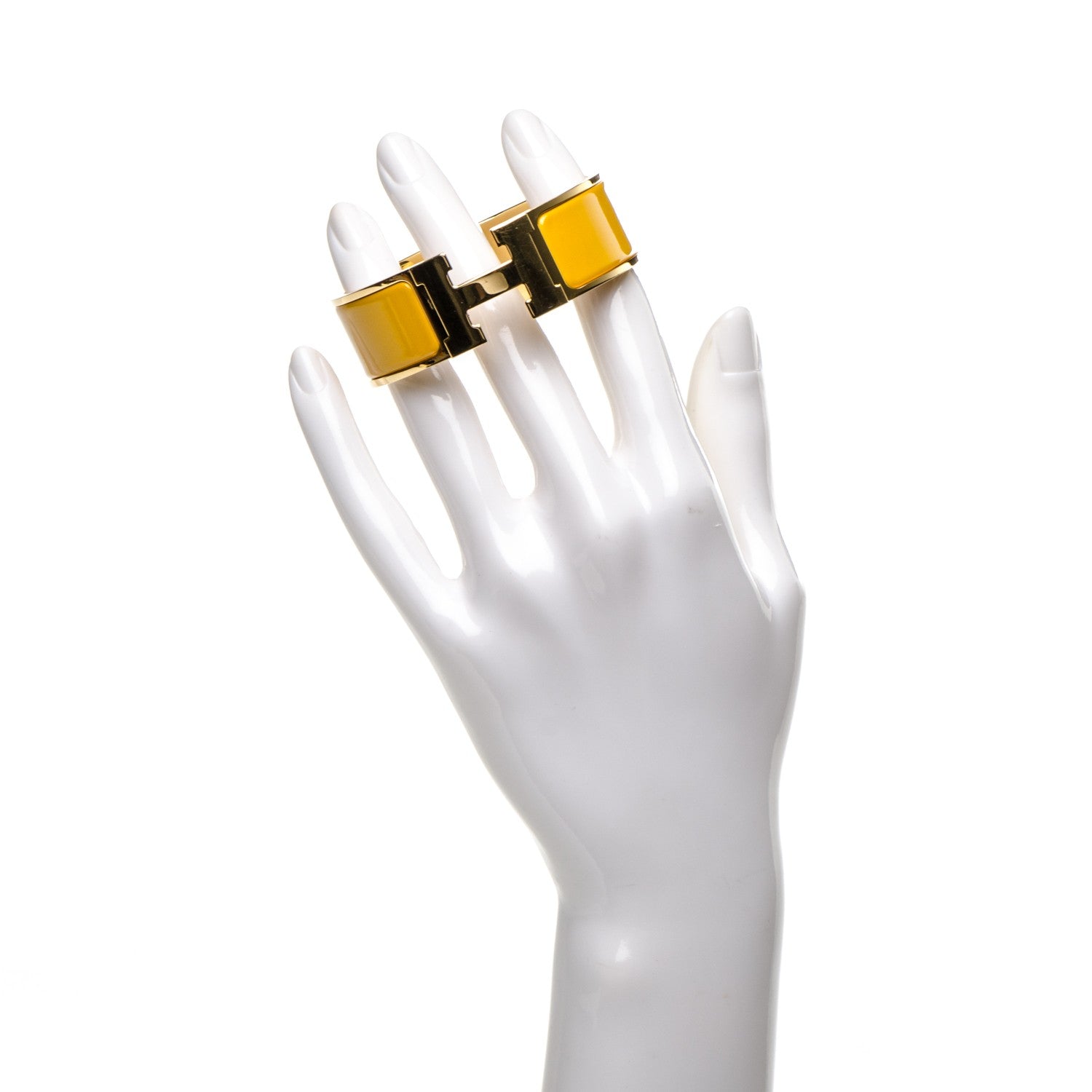 Hermes Enamel Wide Clic Clac H Bracelet PM Jaune Soleil 2 of 5