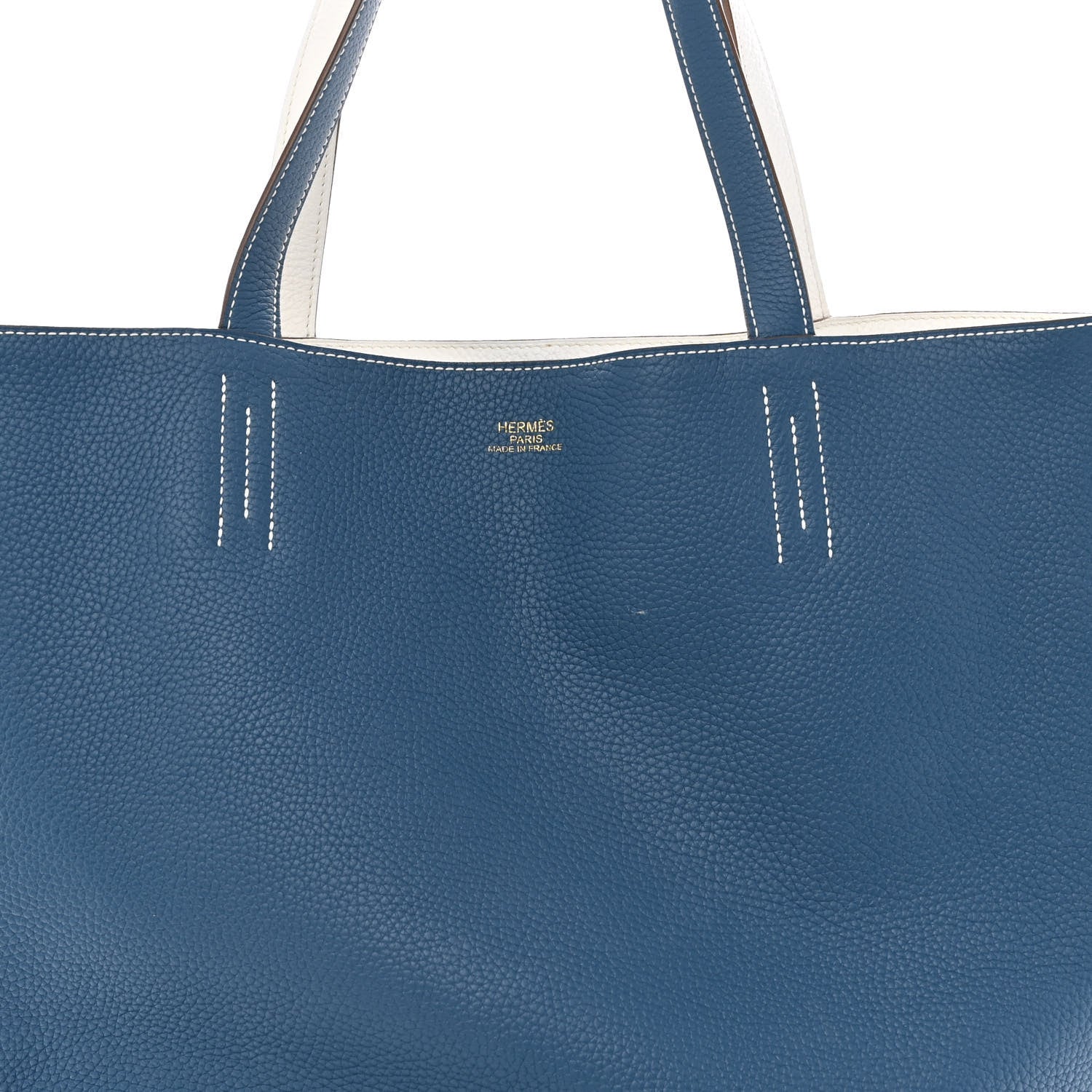 Hermes Taurillon Clemence Double Sens 45 Reversible Tote Bleu Thalassa White 9 of 20