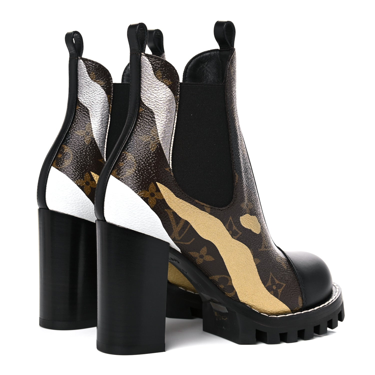 Louis Vuitton X LOL Calfskin Monogram Star Trail Ankle Boots 35 Gold Silver 4 of 9
