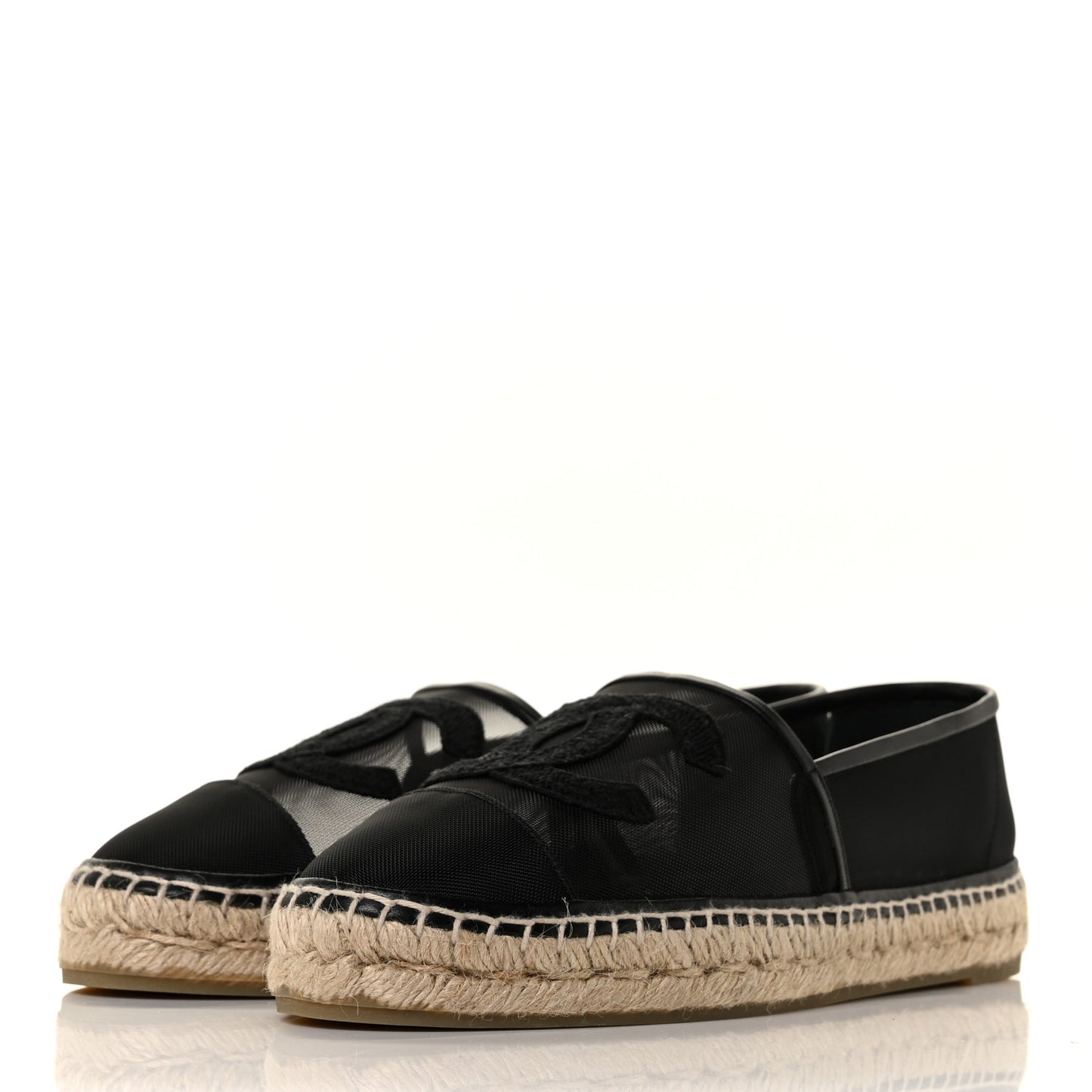 Mesh Grosgrain CC Espadrilles 41 Black