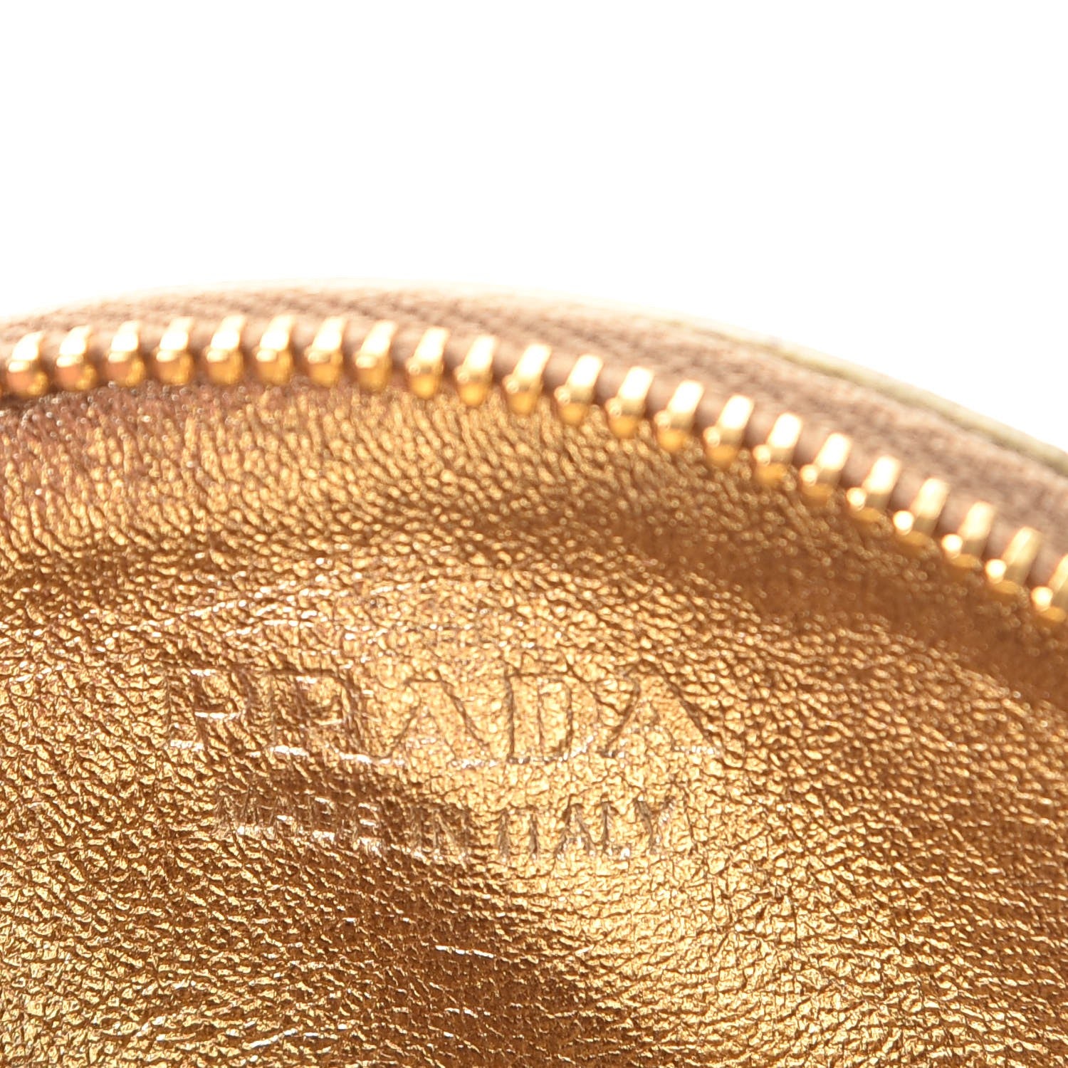 Prada Saffiano Metal Coin Purse Gold 6 of 10