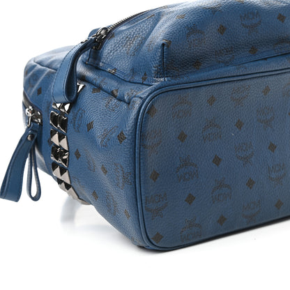 MCM Visetos Medium Side Stud Stark Backpack Blue 8 of 9
