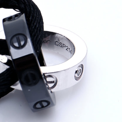 Cartier 18K White Gold Ceramic 4 Diamond LOVE Cord Bracelet Black 5 of 9