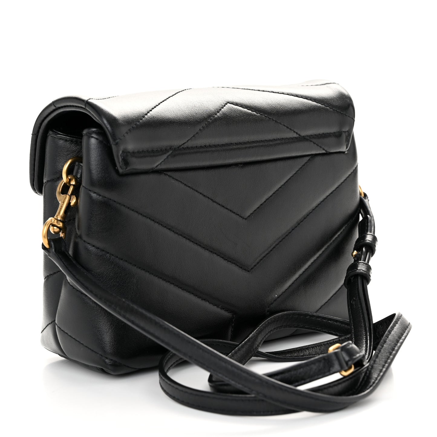 Calfskin Y Quilted Monogram Toy Loulou Crossbody Bag Black
