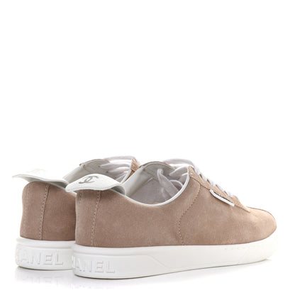 Chanel Suede Calfskin Womens Sneakers 38.5 Dark Beige 4 of 10