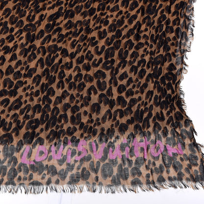 Louis Vuitton Cashmere Silk Leopard Etole Stole Marron 4 of 7