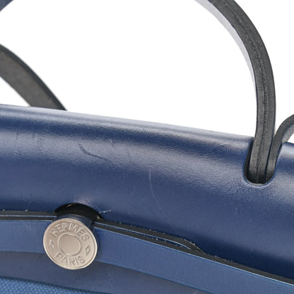 Hermes Vache Hunter Toile Herbag Zip 31 PM Bleu Brighton Bleu Saphir 13 of 22