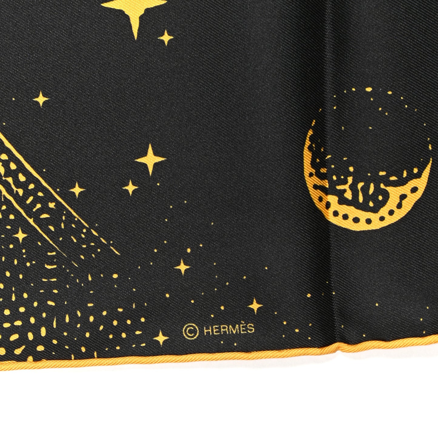 Silk Clair De Lune Double Face Scarf 90 Black Jaune D'Or Bleu