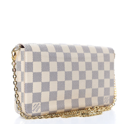 Louis Vuitton Damier Azur Pochette Felicie Chain Wallet Rose Ballerine 3 of 15