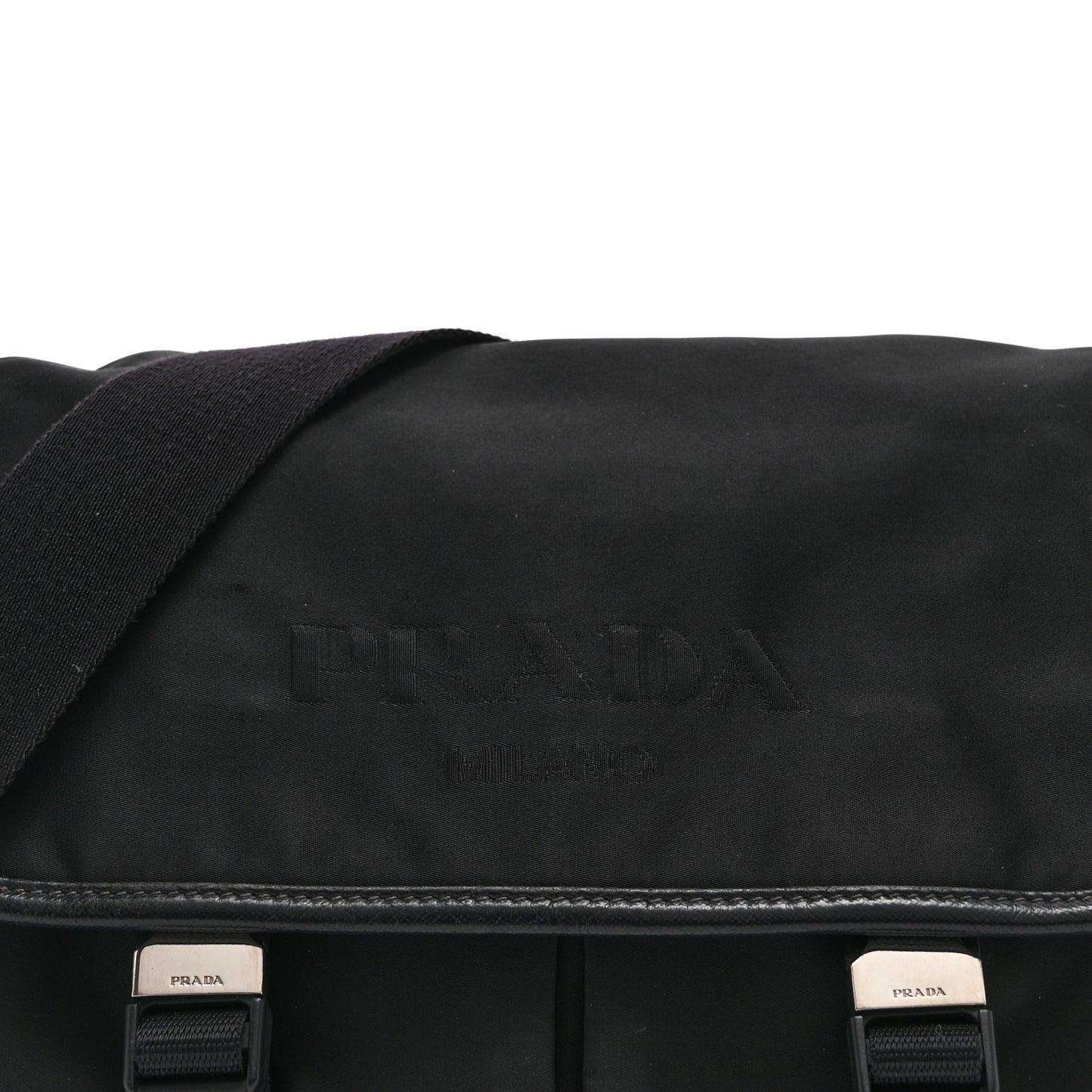 Tessuto Nylon Saffiano Logo Messenger Bag Black