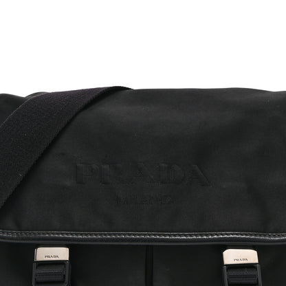 Prada Tessuto Nylon Saffiano Logo Messenger Bag Black 8 of 10