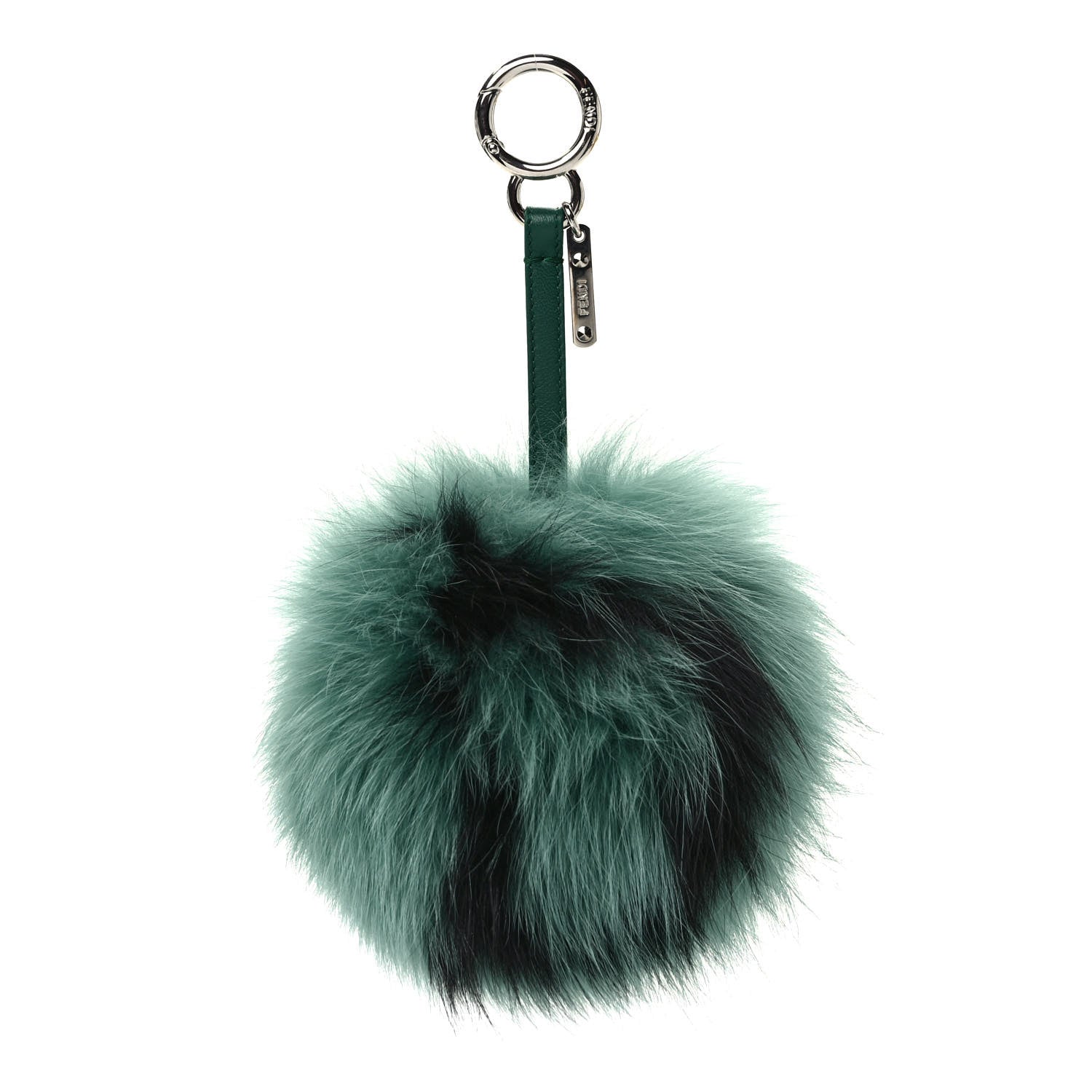 Fendi Fox Fur Shiny Nappa Bi-Color D ABCharm Bag Charm Green Black Emerald 1 of 5