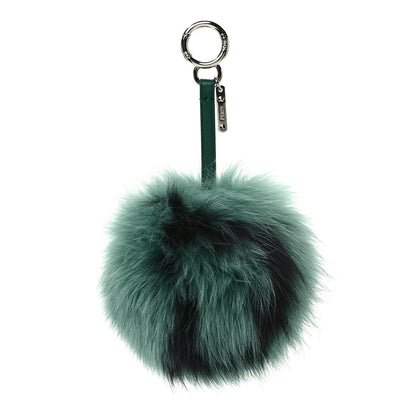 Fendi Fox Fur Shiny Nappa Bi-Color D ABCharm Bag Charm Green Black Emerald 1 of 5