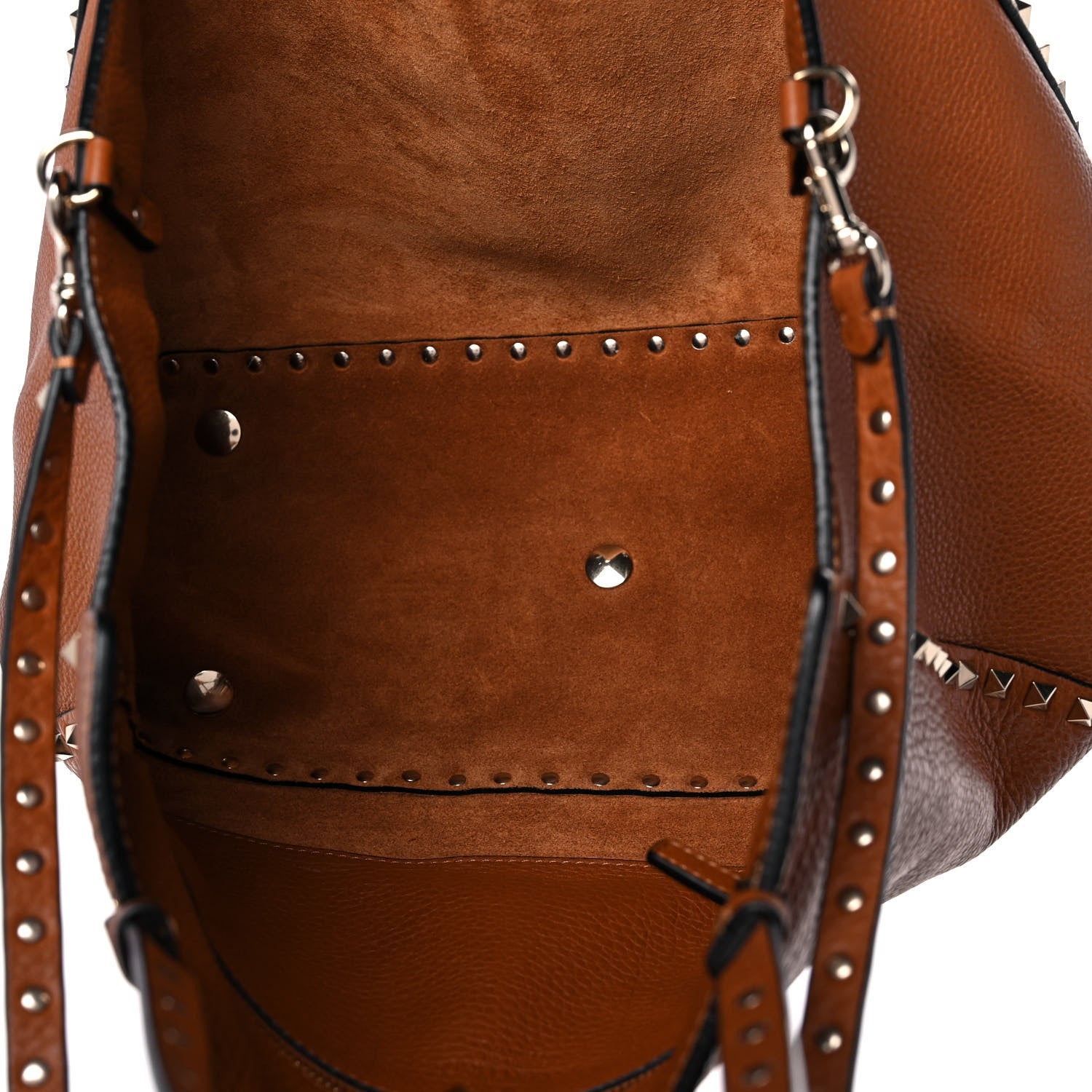 Valentino Garavani Pebbled Calfskin Medium Rockstud Tote Light Cuir 4 of 12