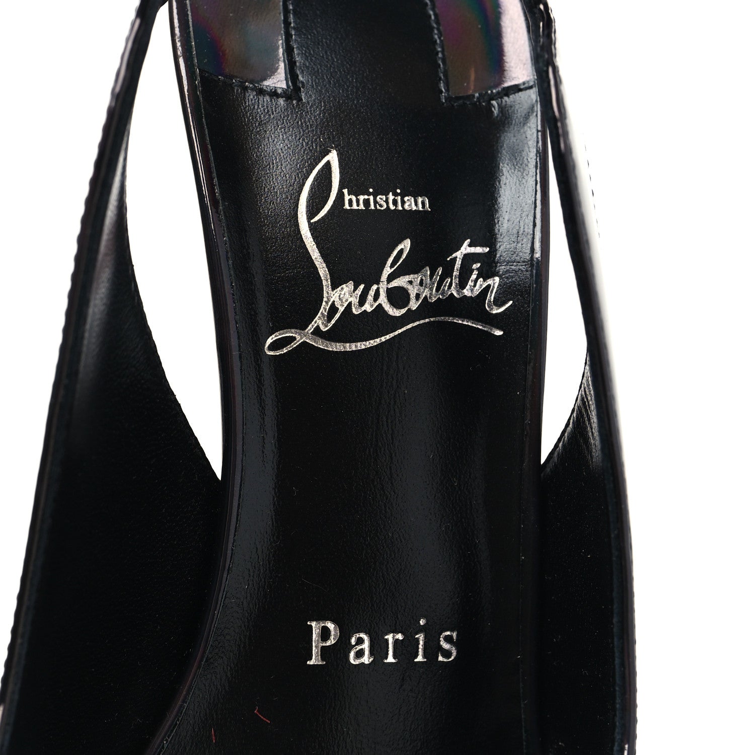 Christian Louboutin Metallic Patent Psychic Hot Chick Slingback 100 Pumps 36.5 Black 7 of 8