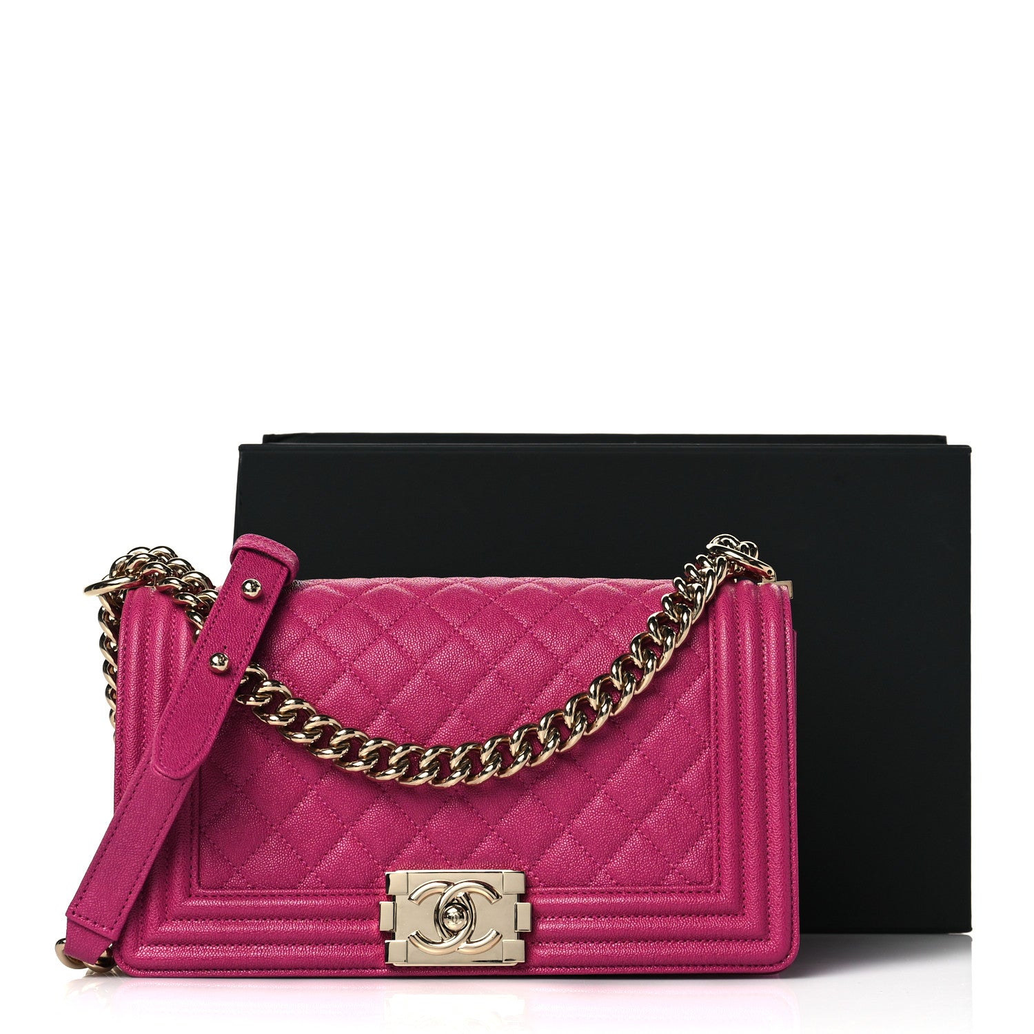 Chanel Caviar Quilted Medium Boy Flap Fuchsia 11 of 11