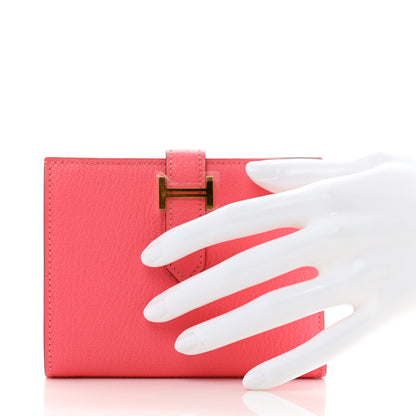 Hermes Chevre Mysore Bearn Compact Wallet Rose Lipstick 2 of 7