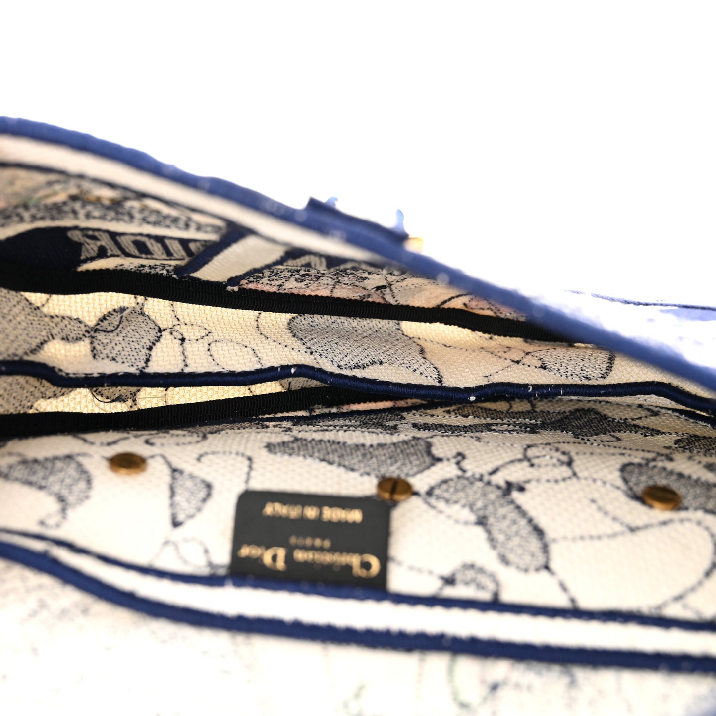 Canvas Embroidered Around the World Saddle Bag Blue