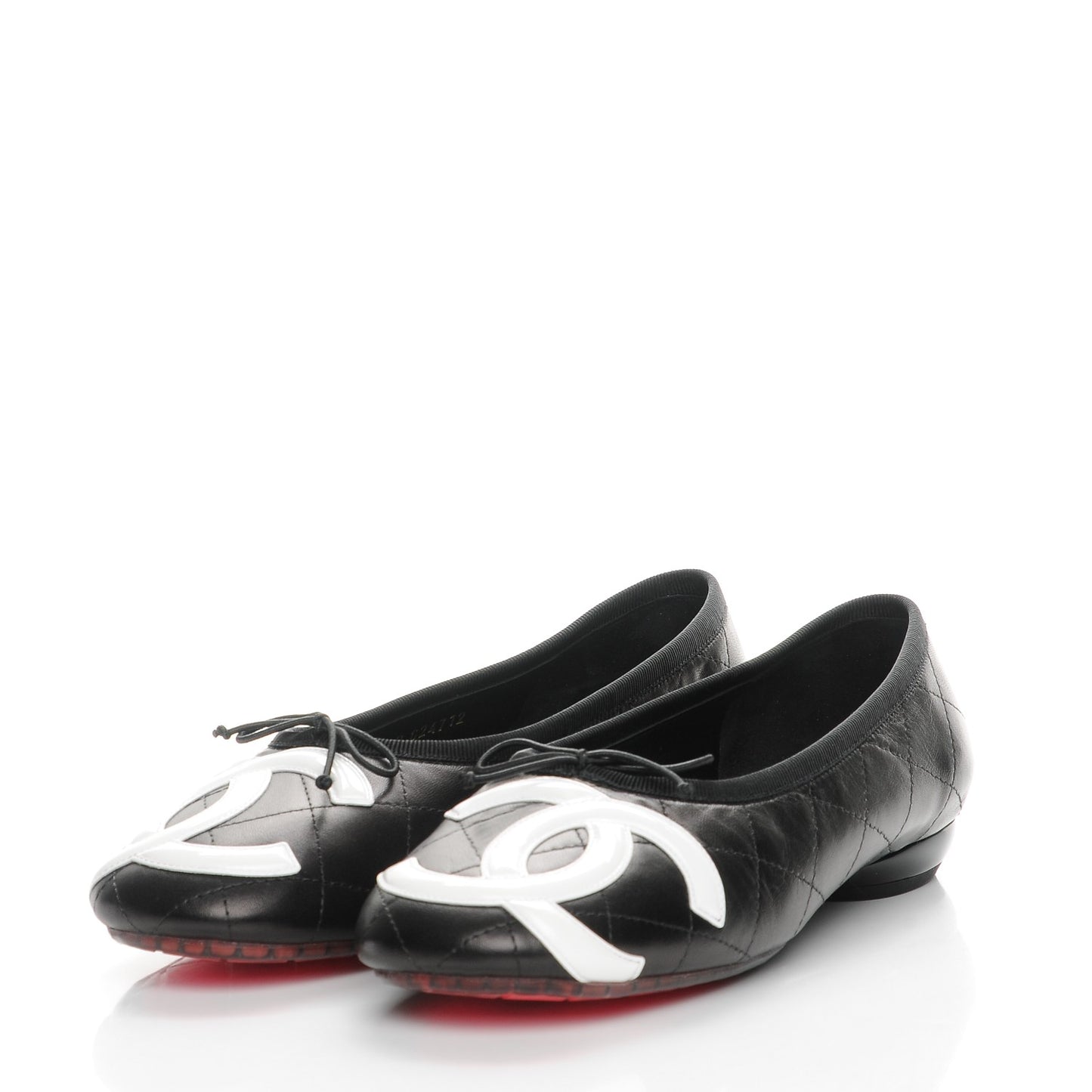 Lambskin Quilted Cambon Ballerina Flats 38 Black