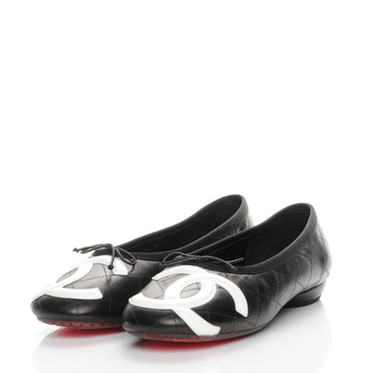 Chanel Lambskin Quilted Cambon Ballerina Flats 38 Black 3 of 9