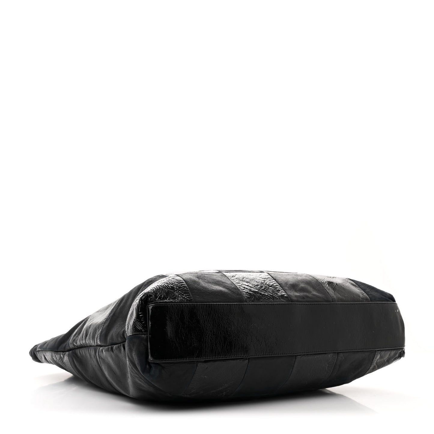 Patent Calfskin Patchwork Brooklyn Tote Black