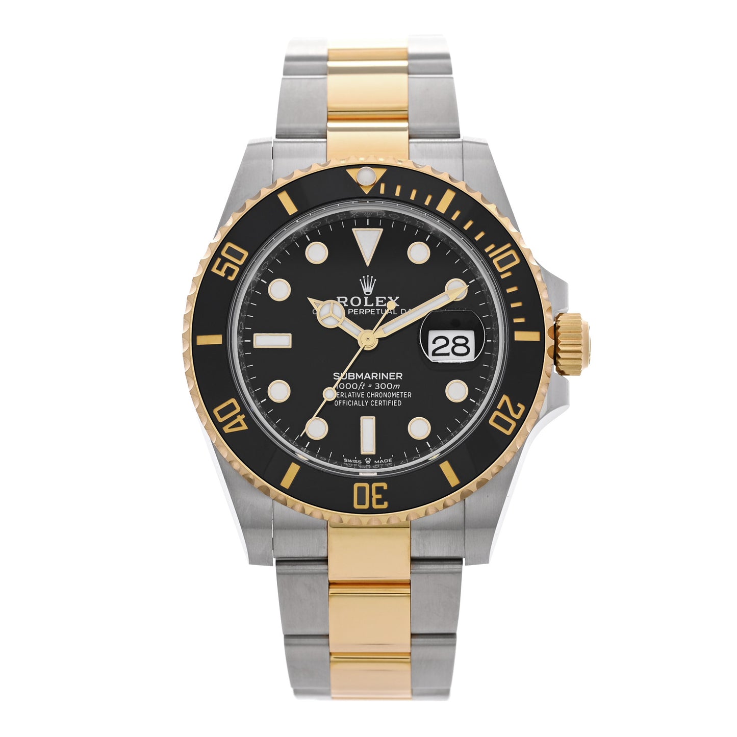 Stainless Steel 18K Yellow Gold 41mm Submariner Date Watch Black 126613LN