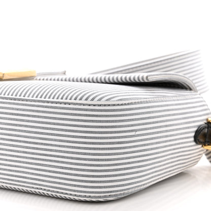 Fendi Cotton Cuoio Bretagna Striped Baguette Grigio White Black 11 of 12