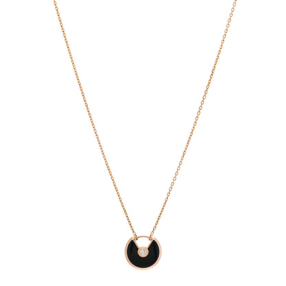 Cartier 18K Pink Gold Diamond Black Onyx XS Amulette de Cartier Pendant Necklace 1 of 5