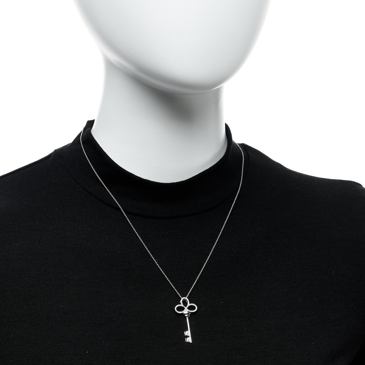 Roberto Coin 18K White Gold Diamond Tiny Treasures Key Pendant Necklace 2 of 6