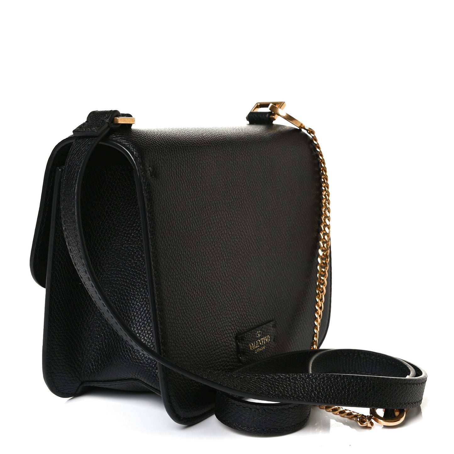 Grainy Calfskin Small VSling Shoulder Bag Black