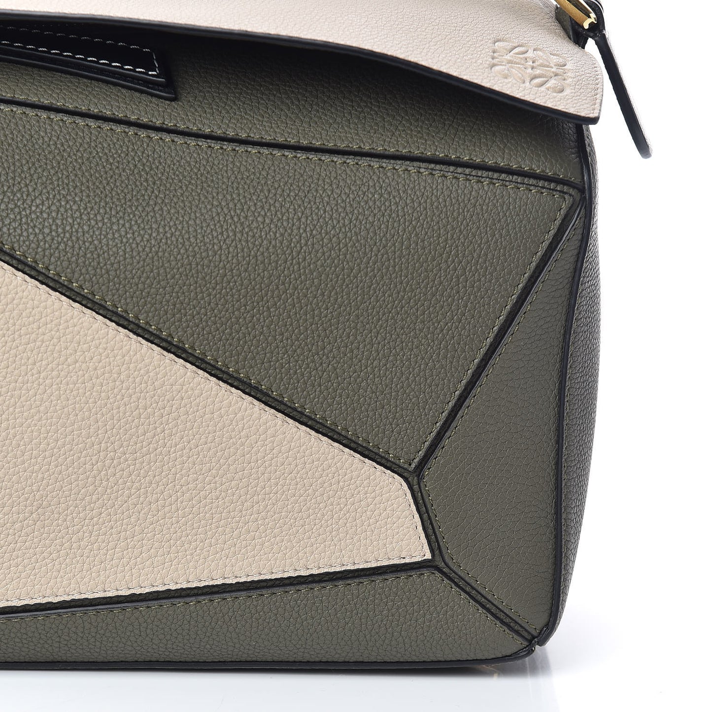 Grained Calfskin Medium Puzzle Bag Oat Khaki Green