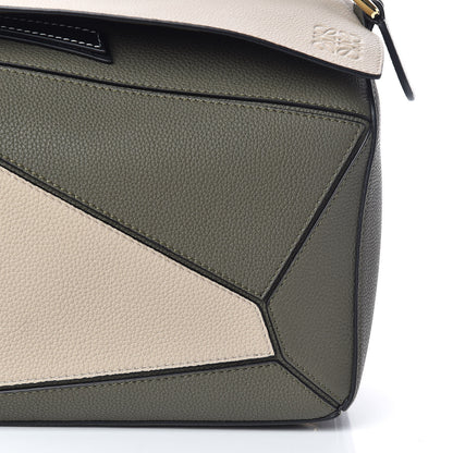 Loewe Grained Calfskin Medium Puzzle Bag Oat Khaki Green 10 of 10