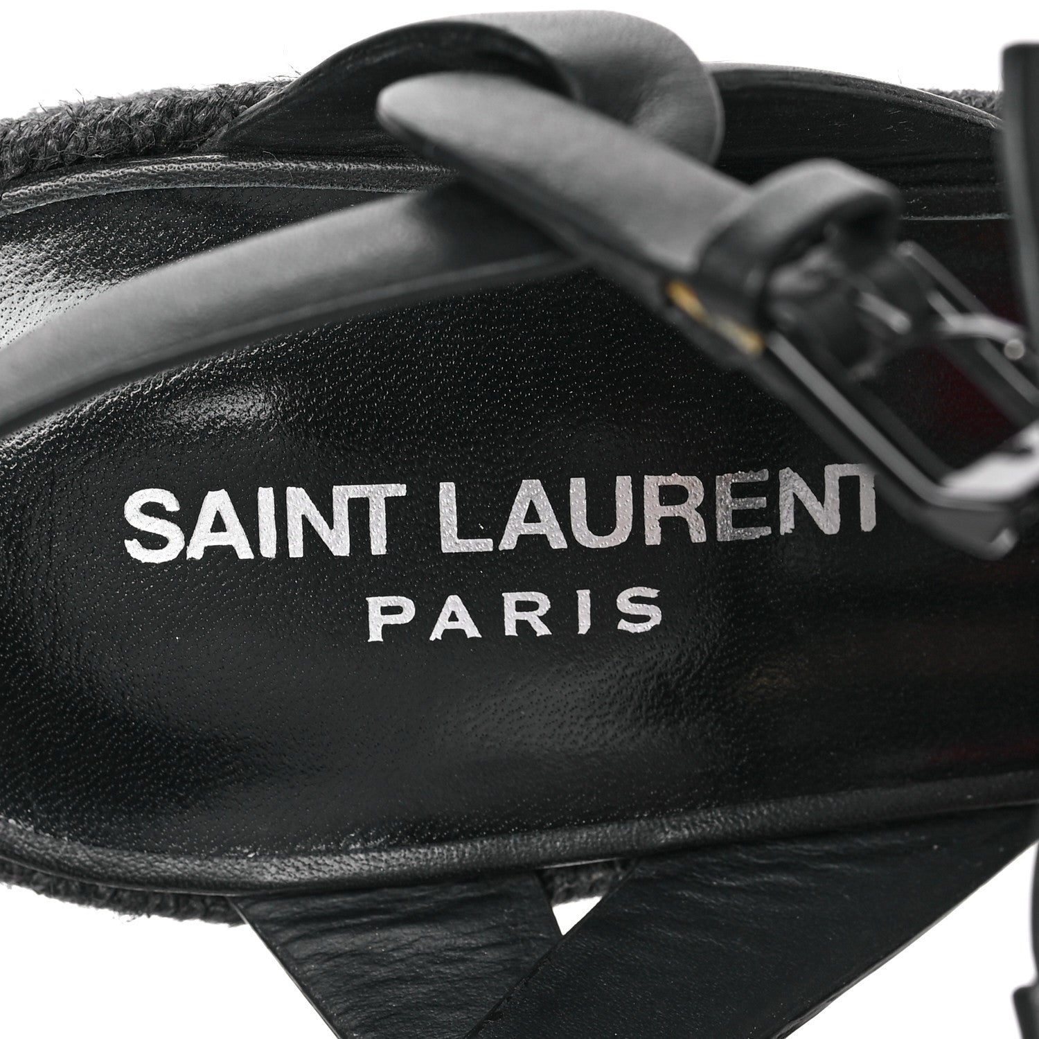 Saint Laurent Calfskin Tribute 95 Platform Espadrille Wedge Sandals 37 Black 6 of 6