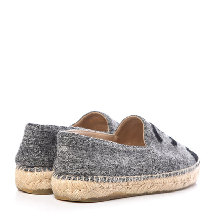 Chanel Tweed Velvet CC Espadrilles 37 Grey Black 4 of 15