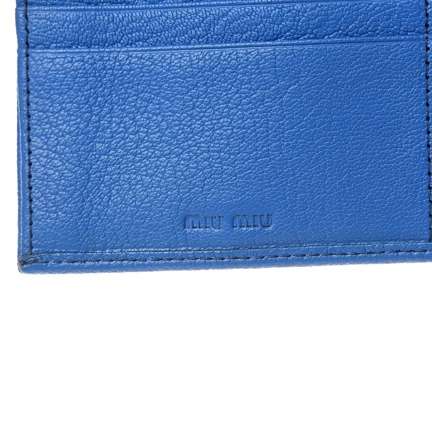 Miu Miu Goatskin Madras Flap Wallet Cobalto 5 of 10