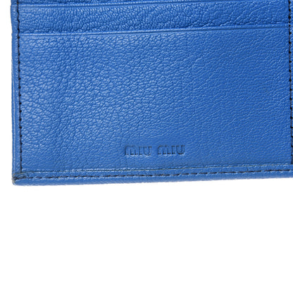 Miu Miu Goatskin Madras Flap Wallet Cobalto 5 of 10