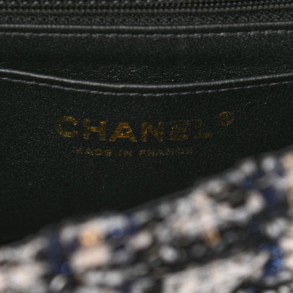 Chanel Glittered Tweed Quilted Mini Rectangular Flap Navy Blue 6 of 10